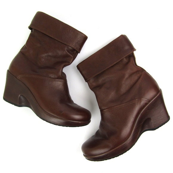 Dansko Shoes - Dansko Bobbi leather foldover ankle wedge boots 40